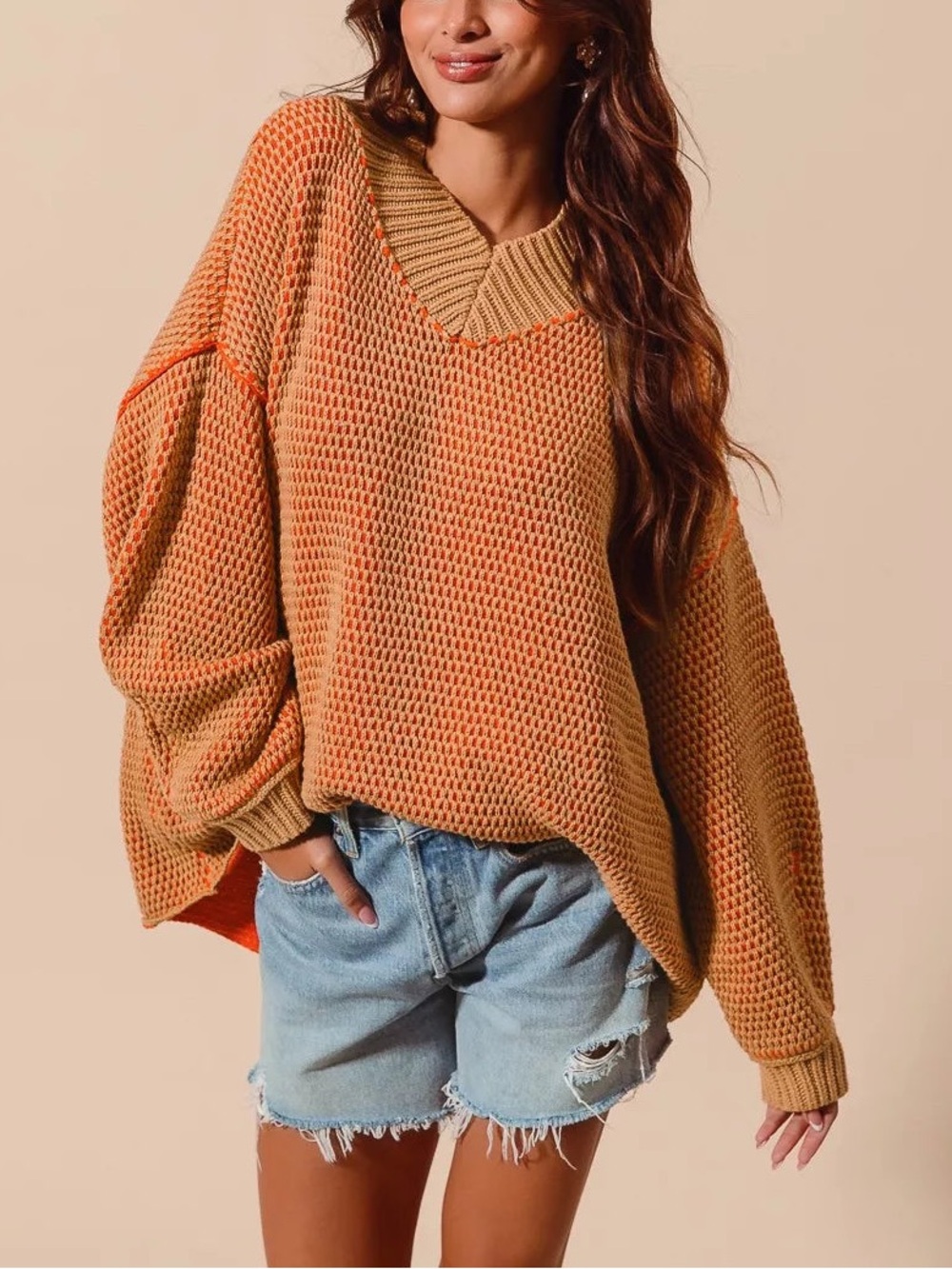 Free People Maisie Sweater In Tangerine